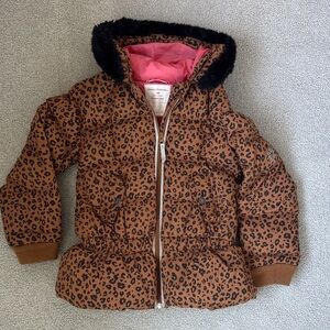 Hanna Andersson Brown Leopard Jacket with Removable Faux Trim